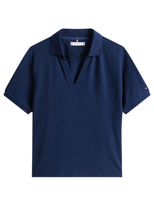 Polo donna blu in lyocell Tommy Hilfiger | WW0WW44512C1G